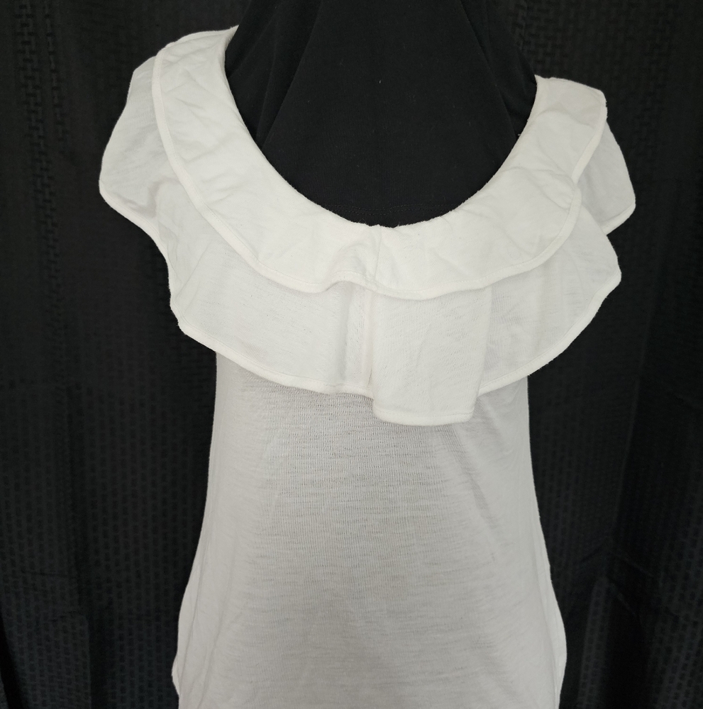 Zenana Outfitters White Ruffled Blouse